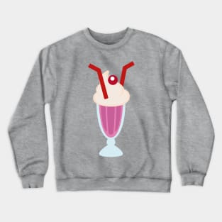 Strawberry Milkshake with Cherry on Top and Two Straws Crewneck Sweatshirt